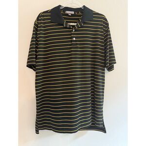 Peter Millar Summer Comfort Golf Polo Shirt Mens Medium Black Yellow‎ Striped